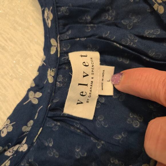 Velvet by Graham & Spencer Catrina Blue Spruce floral tank Resort wear Vacation - Picture 4 of 7